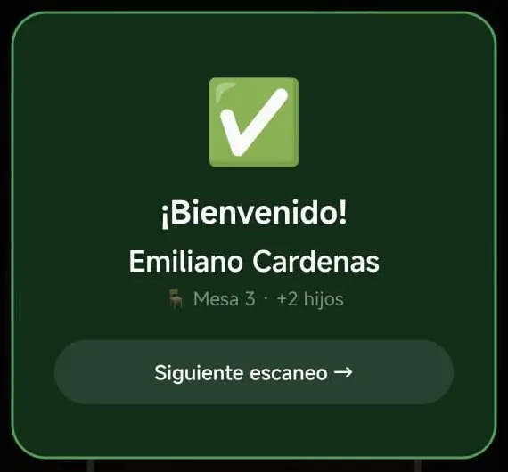 Pantalla de validación